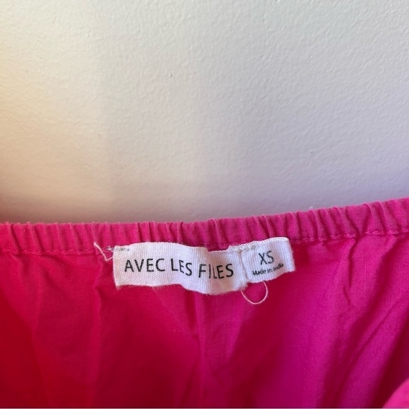 Avec Les Filles Puff Sleeve Poplin Tiered Dress Pink Size XS - Picture 3 of 7